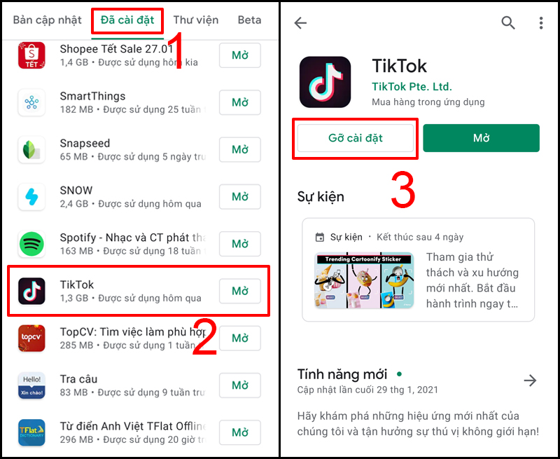 Gỡ cài đặt ứng dụng